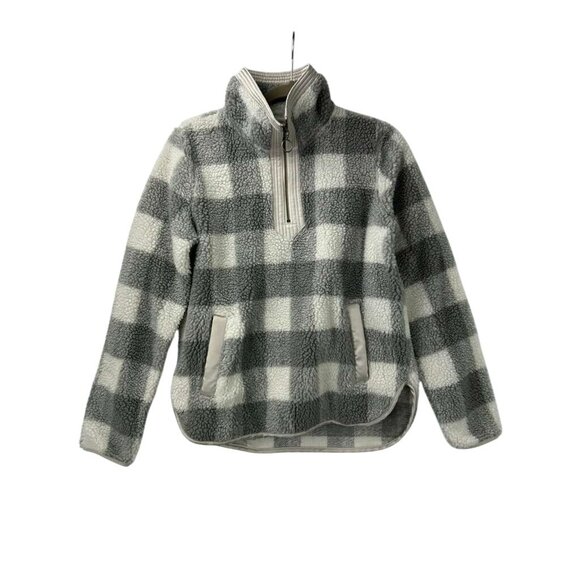 Abercrombie & Fitch Women's XS Plaid Sherpa Fleece 1/4 Zip Jacket With Pockets - Picture 9 of 16